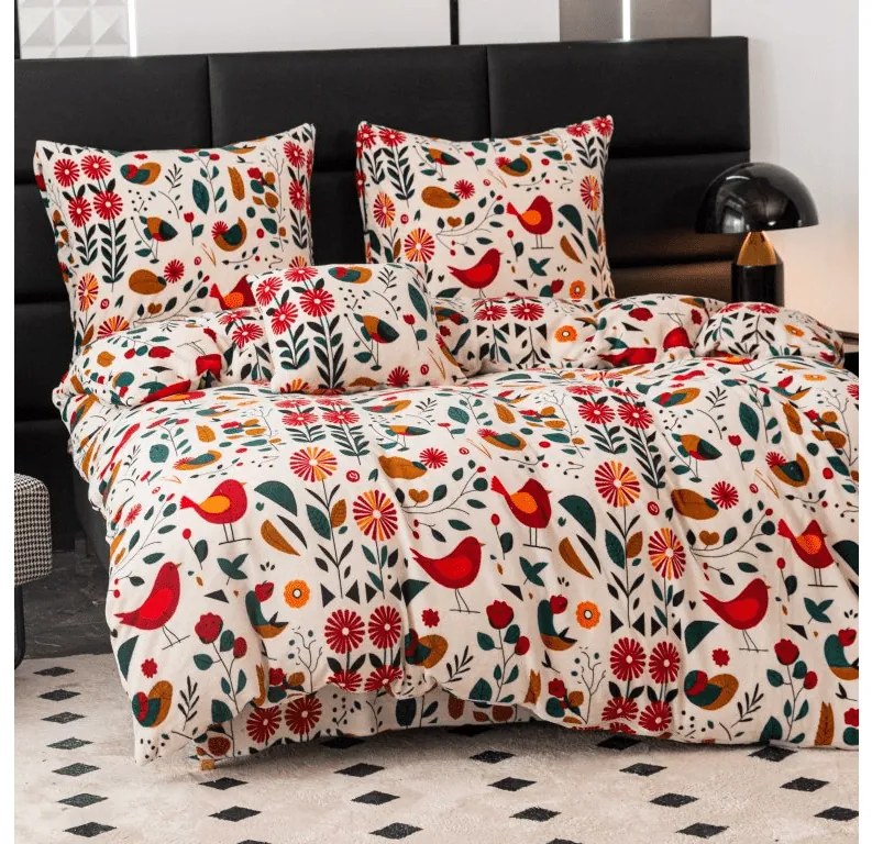 Lenjerie de pat microplus RETRO BIRD colorat Dimensiunile lenjeriei: 2 buc 70 x 90 cm | 200 x 220 cm