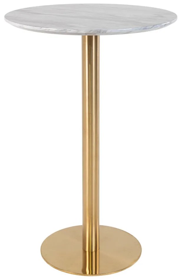 Bolzano Masă de bar, blat efect marmură, picior efect alamă 70x105 cm