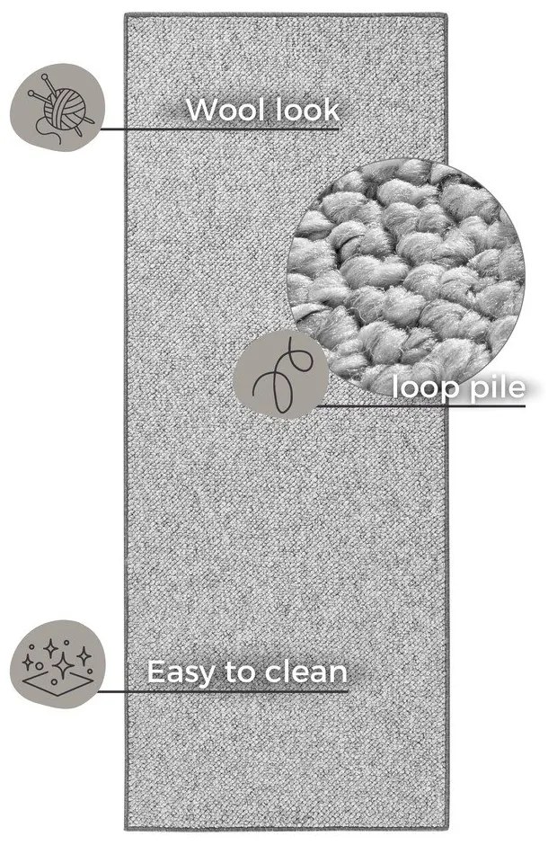 Covor tip traversă gri 80x300 cm Wolly – BT Carpet