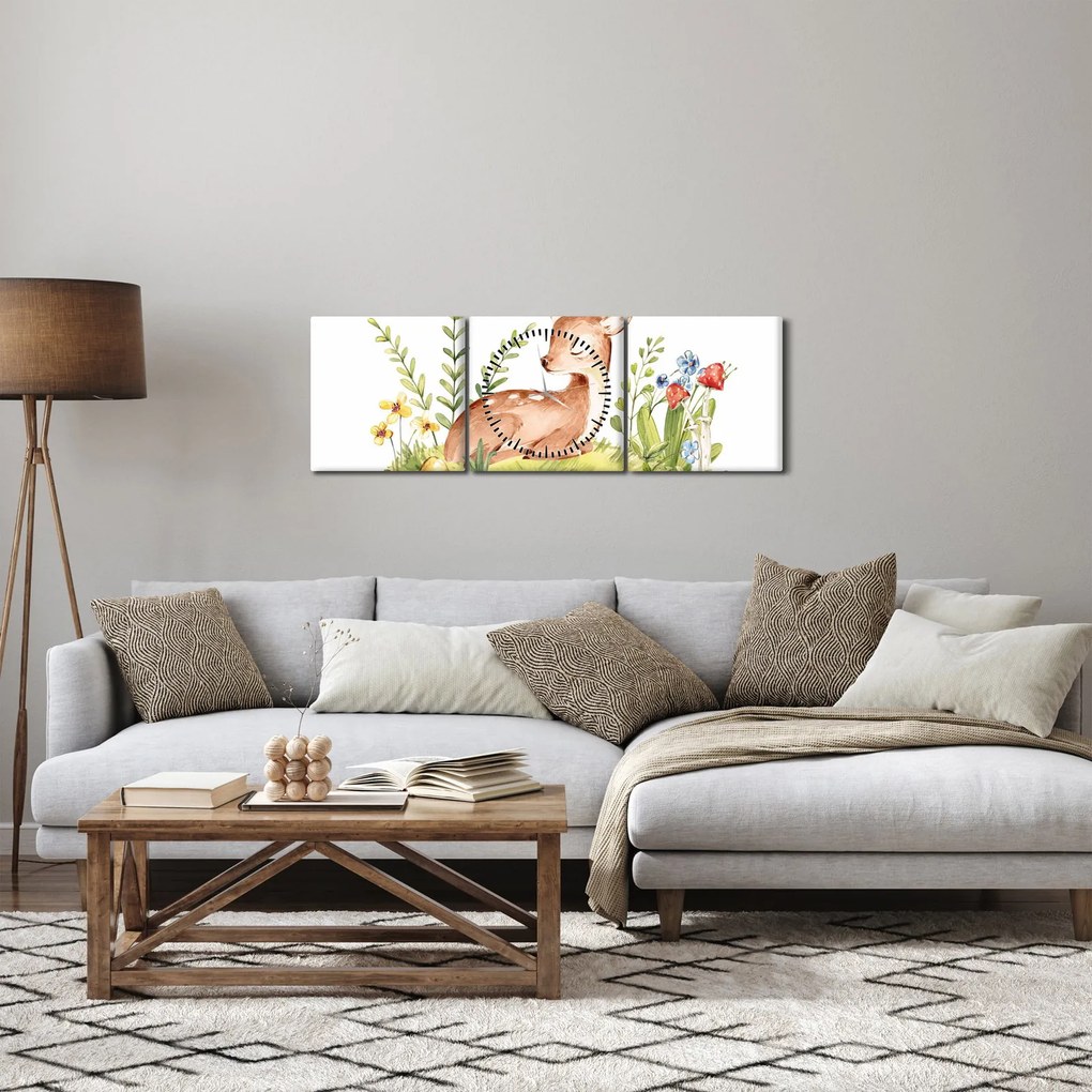 Tablou - Micuțul cerb (cu ceas) (90x30 cm)