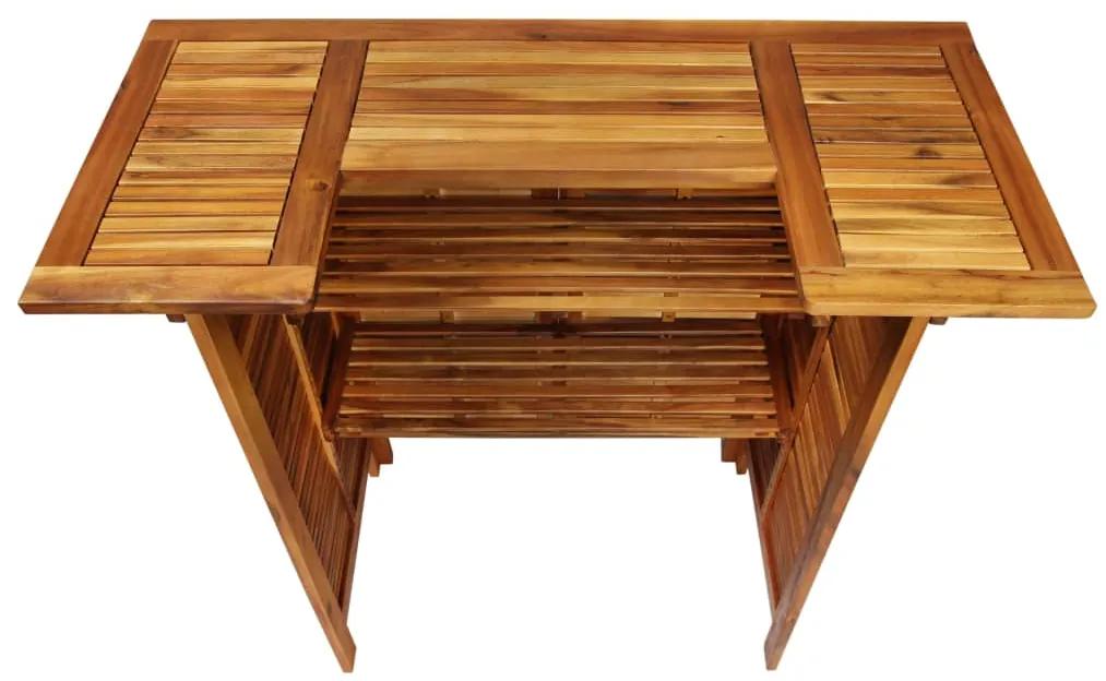 Set mobilier de bar de gradina, 5 piese, lemn masiv de acacia Scaune de bar cu spatar, 5