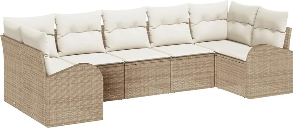 vidaXL Set de canapele pentru grădină 7 pcs Bej și Alb poliratan