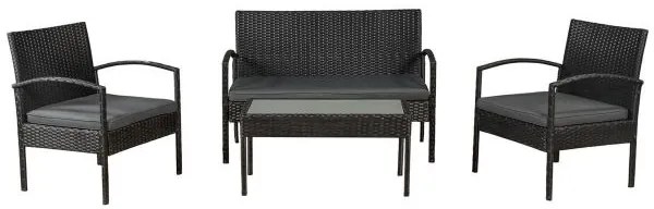Juskys Set rattan Trinidad - negru