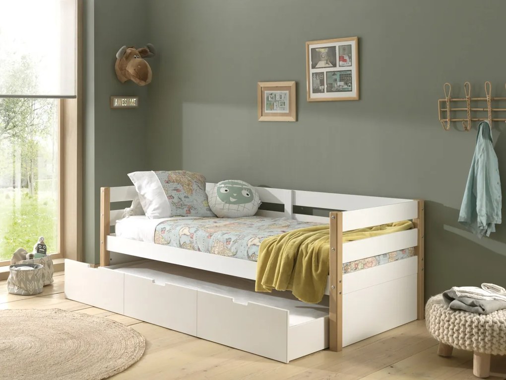 Set MARGRIT format dintr-un Pat copii cabină (90 x 200 cm) și un sertar de Pat copii.