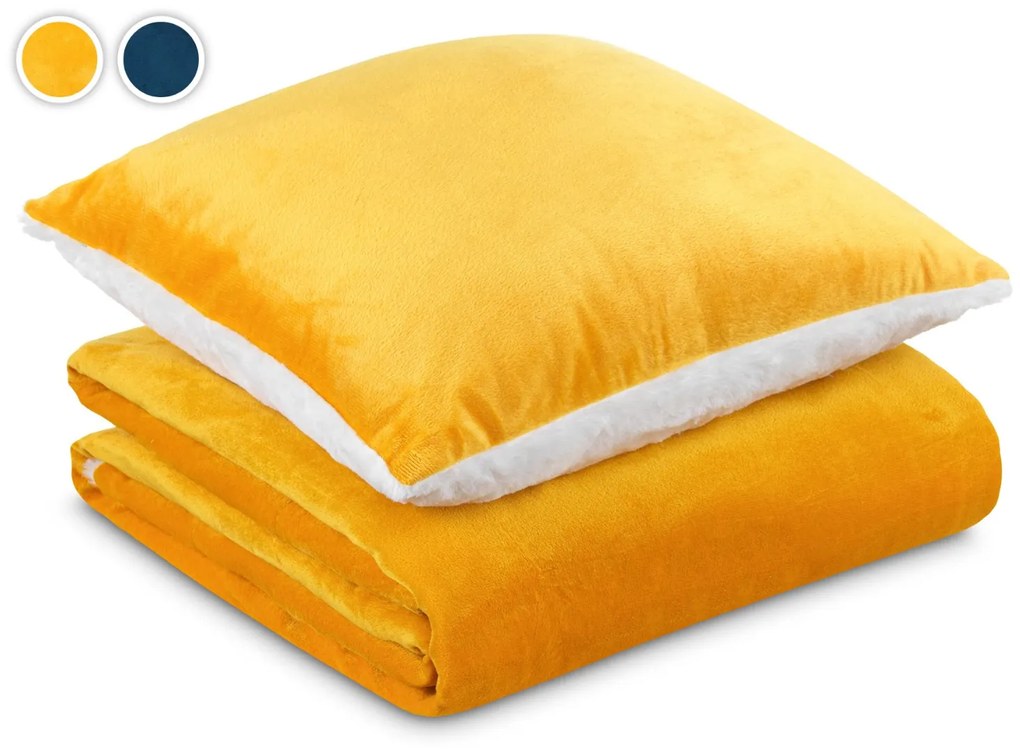 Set perna si patura Warm Hug 200x200 cm auriu