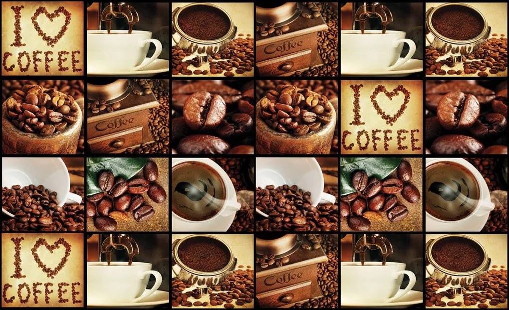 Fototapet - I Love Coffee - colaj (254x184 cm)