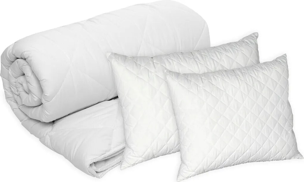 Set Alcam, 2 perne microfibra 50x70 cm si pilota matlasata 200x220 cm