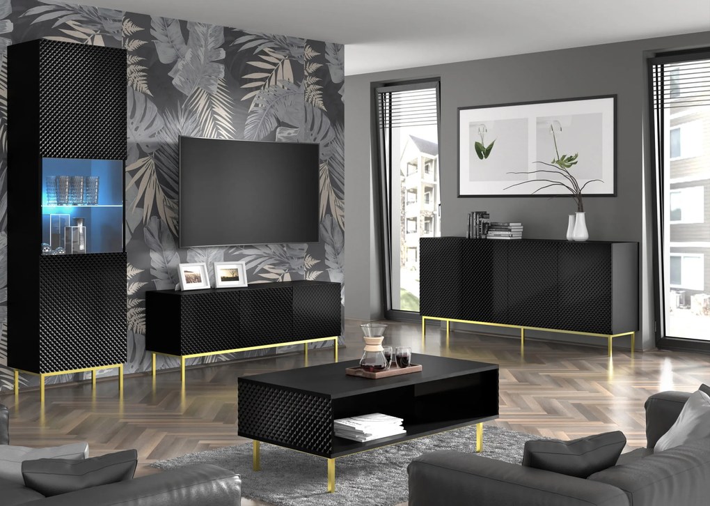 Masă TV C 4D 200 Rowanna (Negru lucios). 1125040