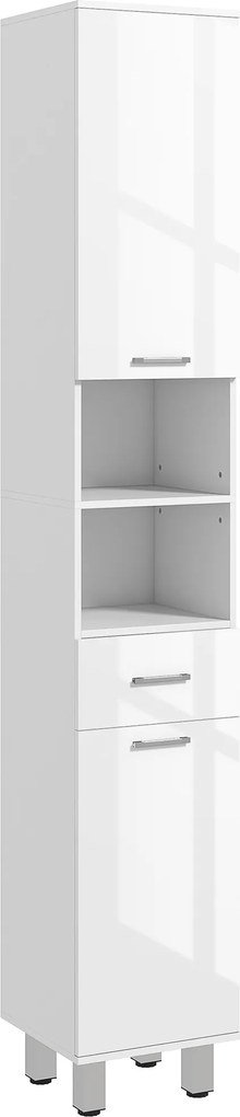 kleankin Dulap pentru baie, Comodă pentru baie, cu Rafturi și Sertar, Reglabil, Alb | Aosom Romania