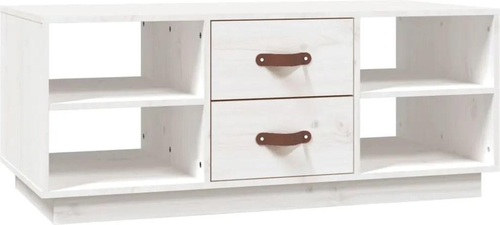 vidaXL Măsuță de cafea, alb, 100x50x41 cm, lemn masiv de pin