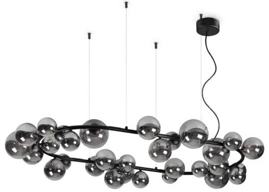 Ideal Lux - Lustră LED pe cablu PERLAGE 30xG9/3W/230V 143 cm negru/fumuriu