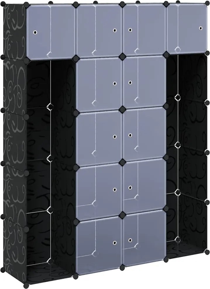 vidaXL Dulap modular 14 compartimente alb și negru 37 x 146 x 180,5 cm