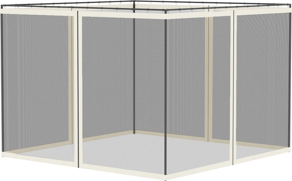 Outsunny Plase de țânțari pentru cort de grădină 3 x 3 m - set de 4 plase de țânțari cu fermoar + cârlige de prindere - poliester nylon | Aosom Romania