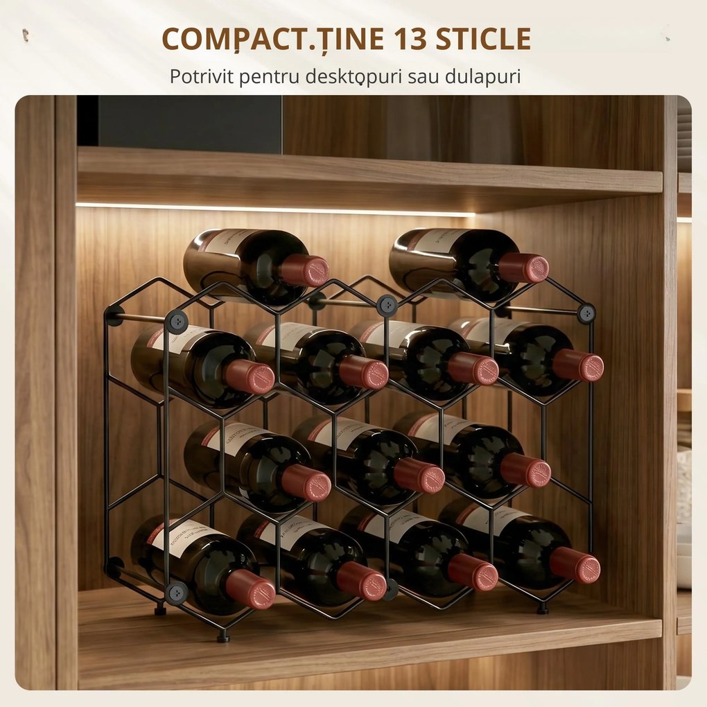 HOMCOM suport sticle masă metal | Aosom Romania