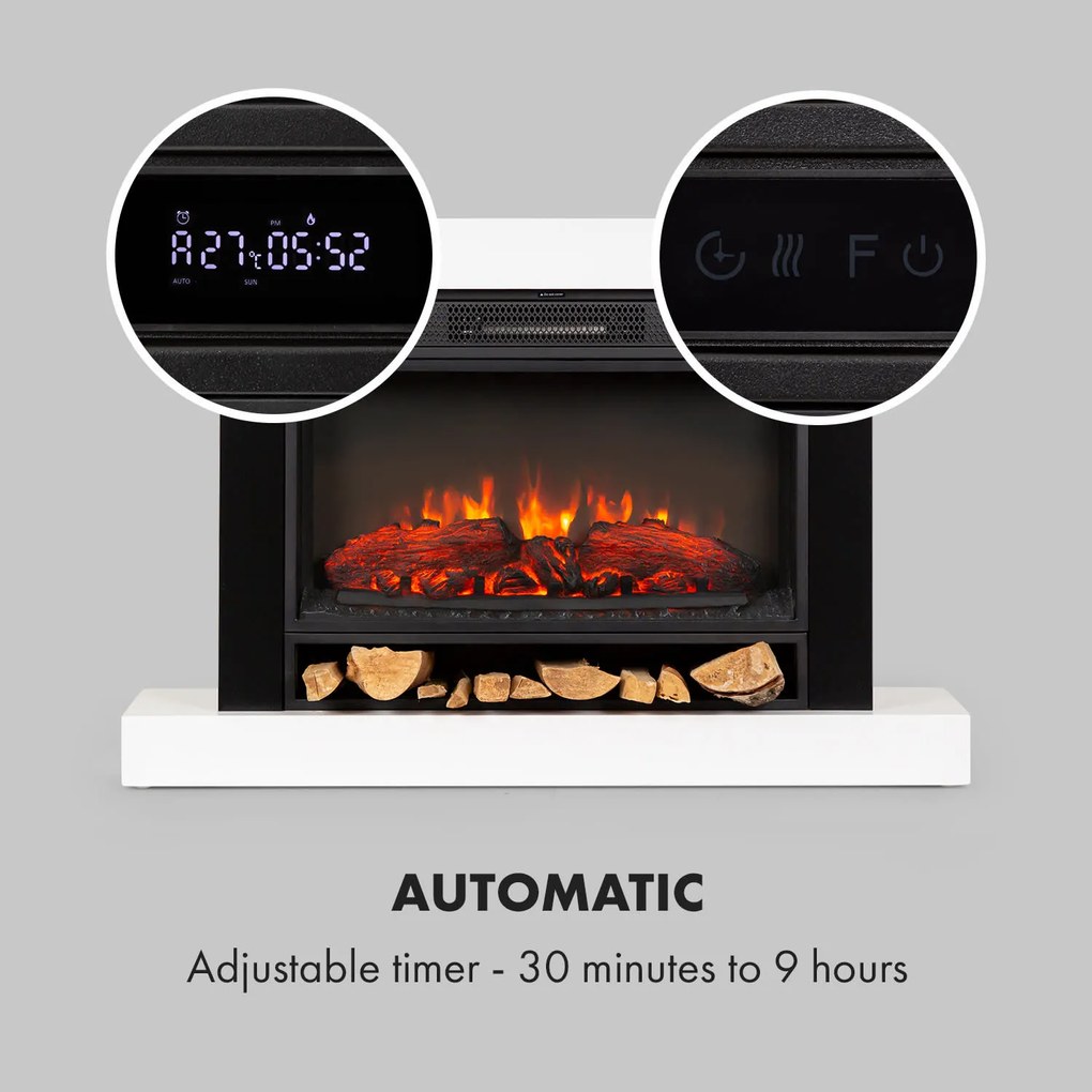 Klarstein Vulsini Hideaway, șemineu electric, 1900 W, tehnologie LED, telecomandă, alb