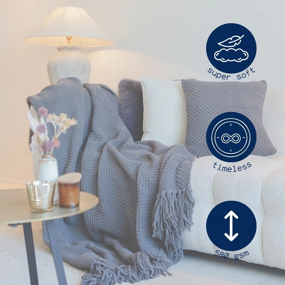 Pătură albă/bej din janilie 130x170 cm Renee – Tiseco Home Studio