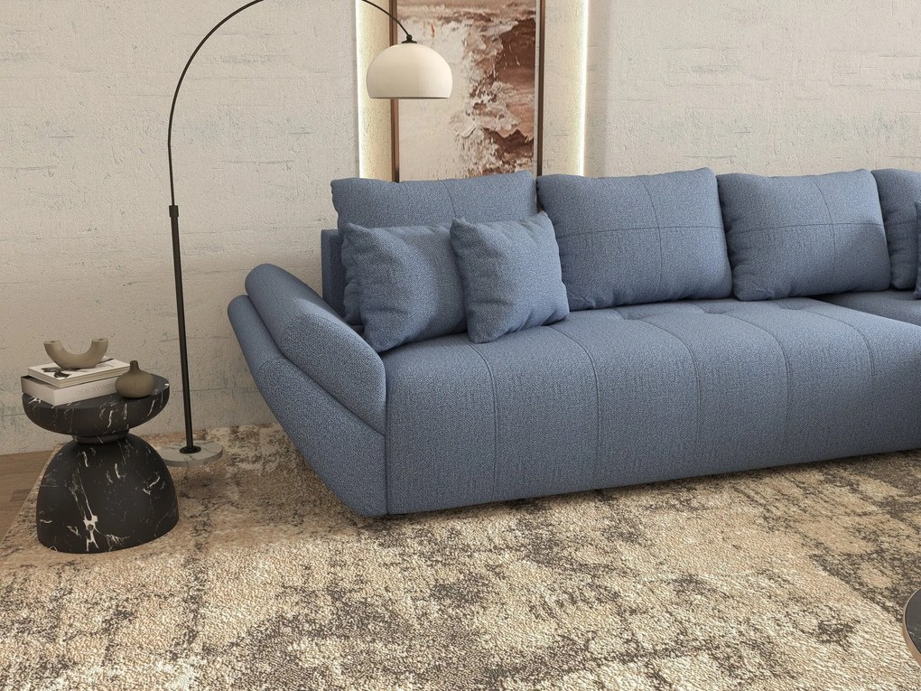 Colțar extensibil dumonde cu ladă de depozitare si sezut confortabil din spuma high-density, Berlin XL Enjoy Blue 350x185 cm II