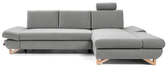 Colțar tapițat extensibil AVESTA, formă L, partea dreaptă, gri, cu spațiu de depozitare