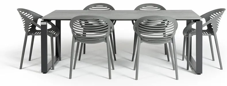 Set mobilier de grădină pentru 6 persoane cu scaune gri Joanna și masă Strong, 210 x 100 cm