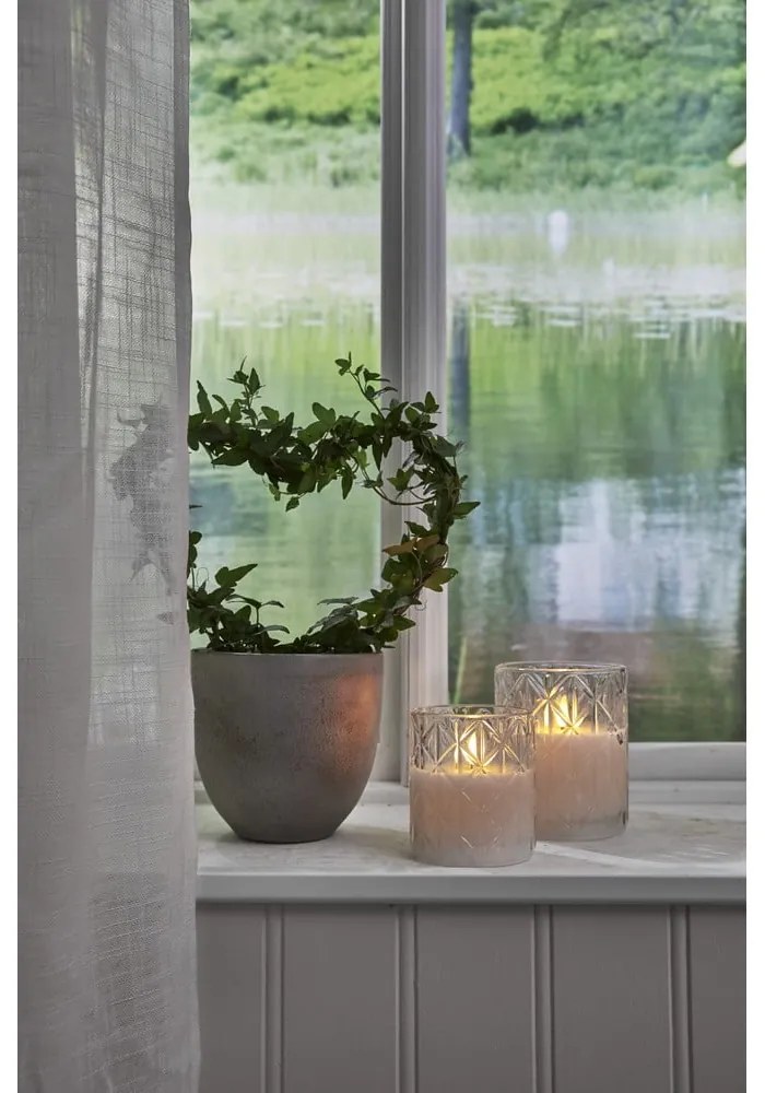 Lumânare de ceară cu LED alb în sticlă Star Trading Flamme Romb, înălțime 12,5 cm