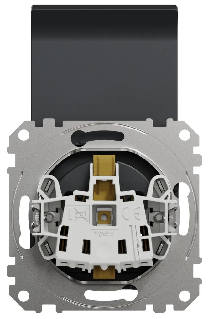 Priza simpla cu impamantare, cu capac, 16A, IP20, antracit, Schneider Sedna Design