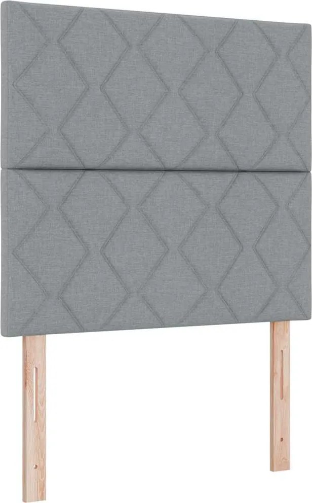 vidaXL Pat cu arc LED cu saltea Gri deschis 100 x 200 cm țesătură