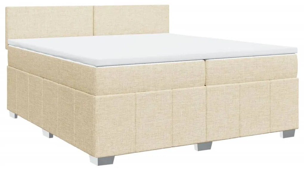 3287173 vidaXL Pat box spring cu saltea, crem, 200x200 cm, textil