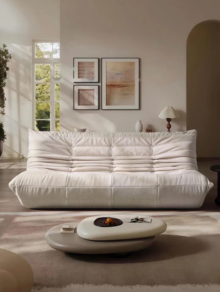 Canapea Lounge din Memory Foam HD – Premium, 1450 x 110 x 75 cm, Confort care Revine la Formă (Culoare: Crem)