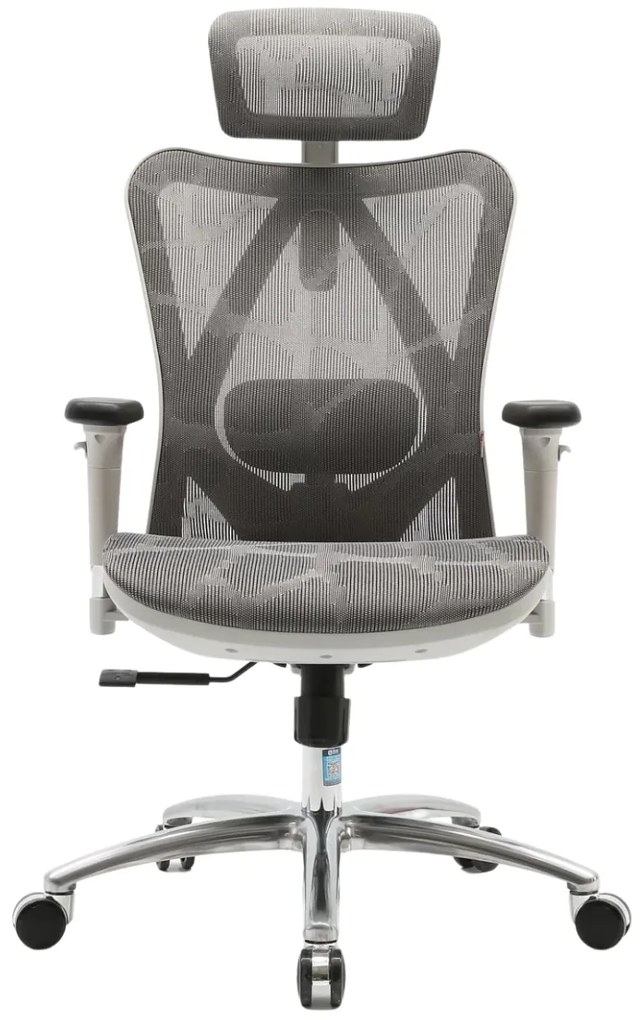RESIGILAT- Scaun ergonomic SIHOO, pivotant, suport lombar, tetiera, cotiera, reglabile, reglare pe inaltime, mecanism inclinare/blocare in 3 pozitii, Mesh, Gri