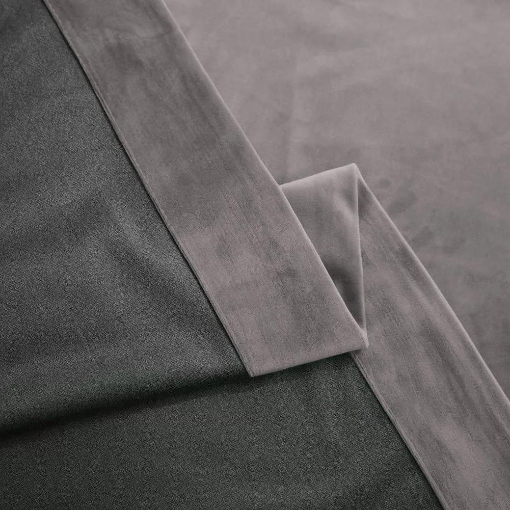 Set draperie din catifea blackout cu rejansa din bumbac tip fagure, Madison, densitate 700 g/ml, Philippine Gray, 2 buc