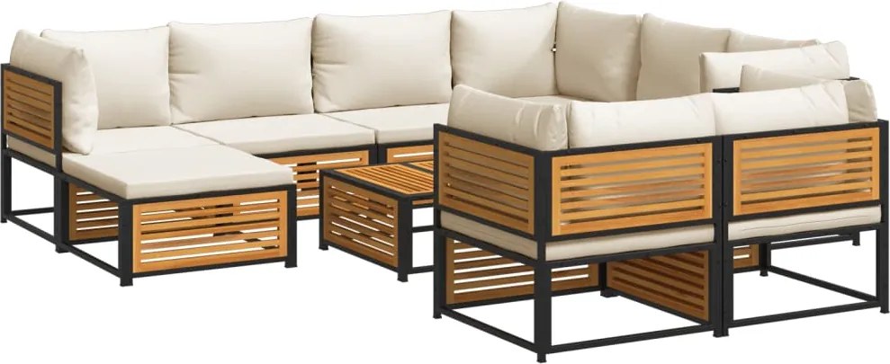 vidaXL Set de canapele de grădină cu perne 10 piese lemn masiv acacia