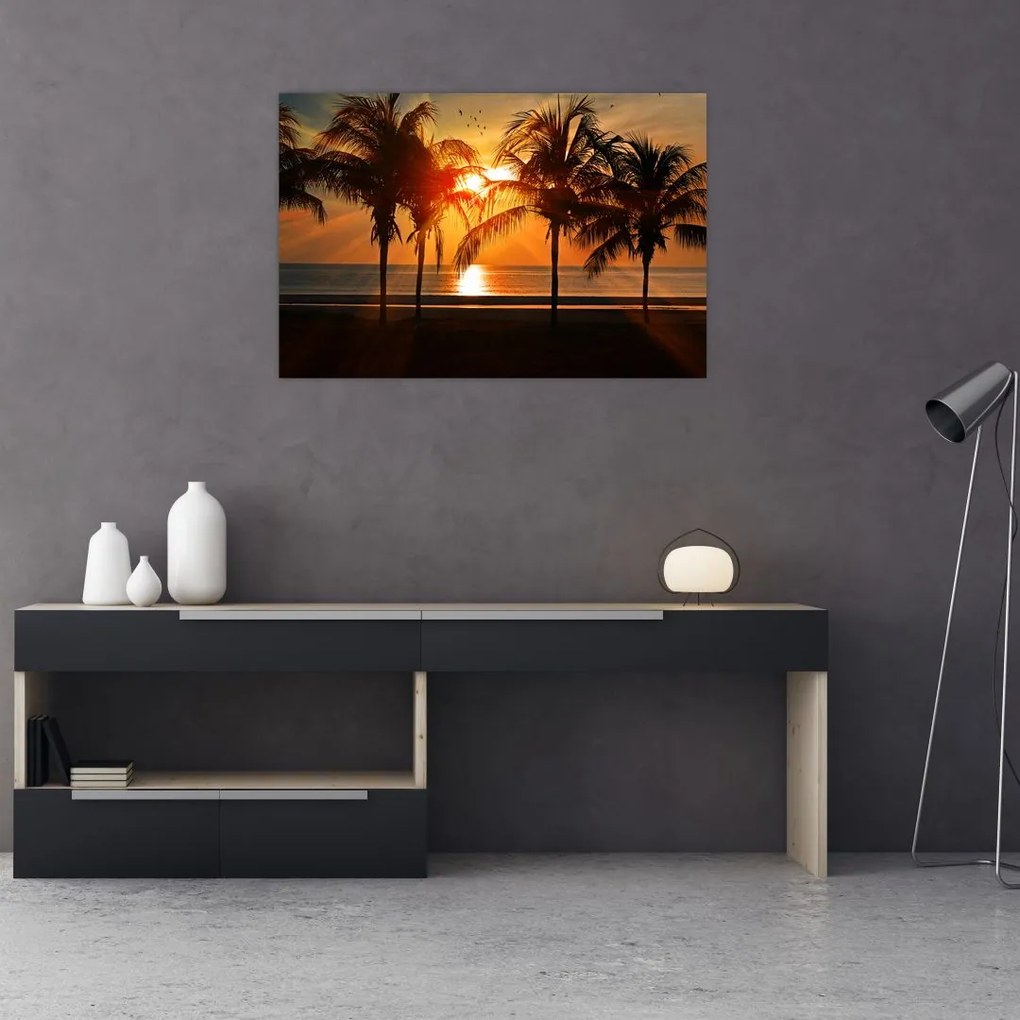 Tablou cu palmier în apus de soare (90x60 cm)