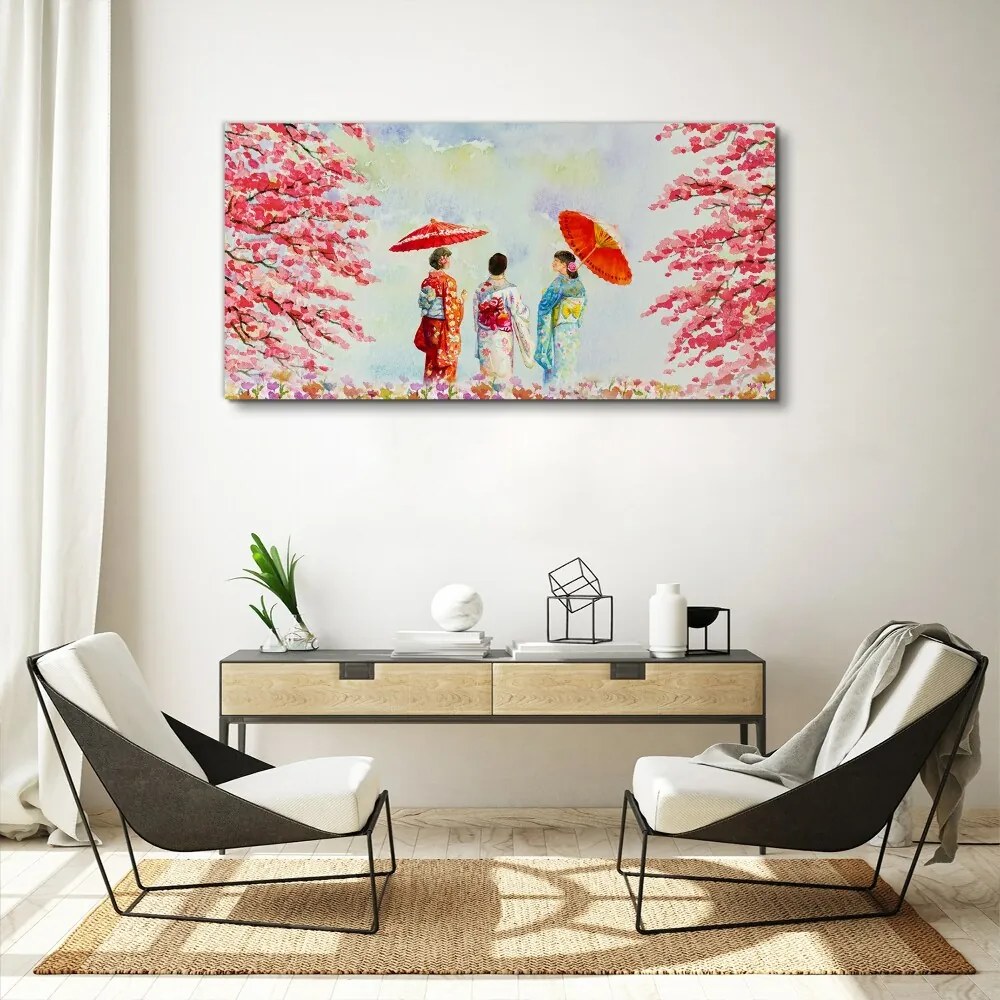 Tablou canvas flori de copac acuarelă