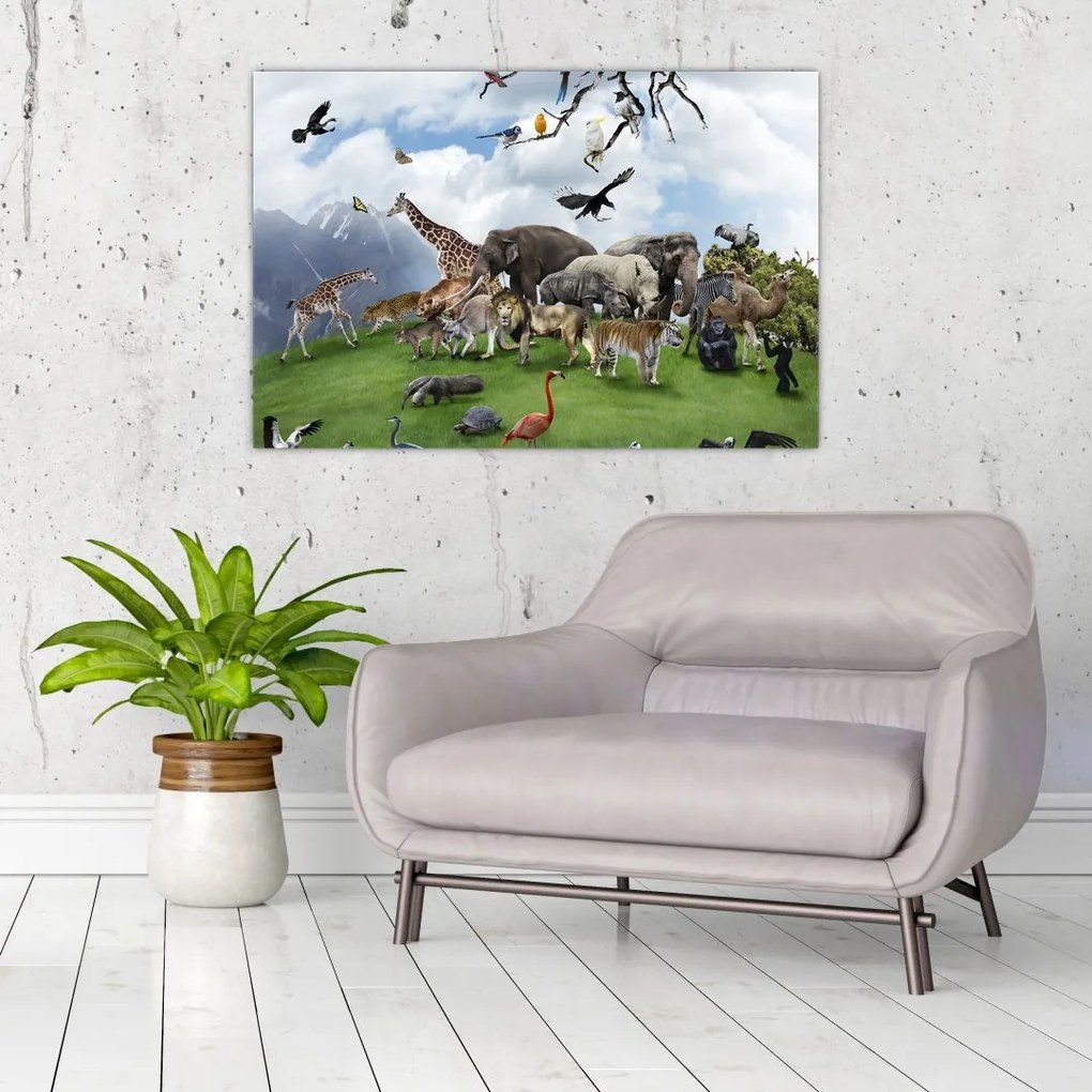 Tablou - Animale pe insulă (90x60 cm)