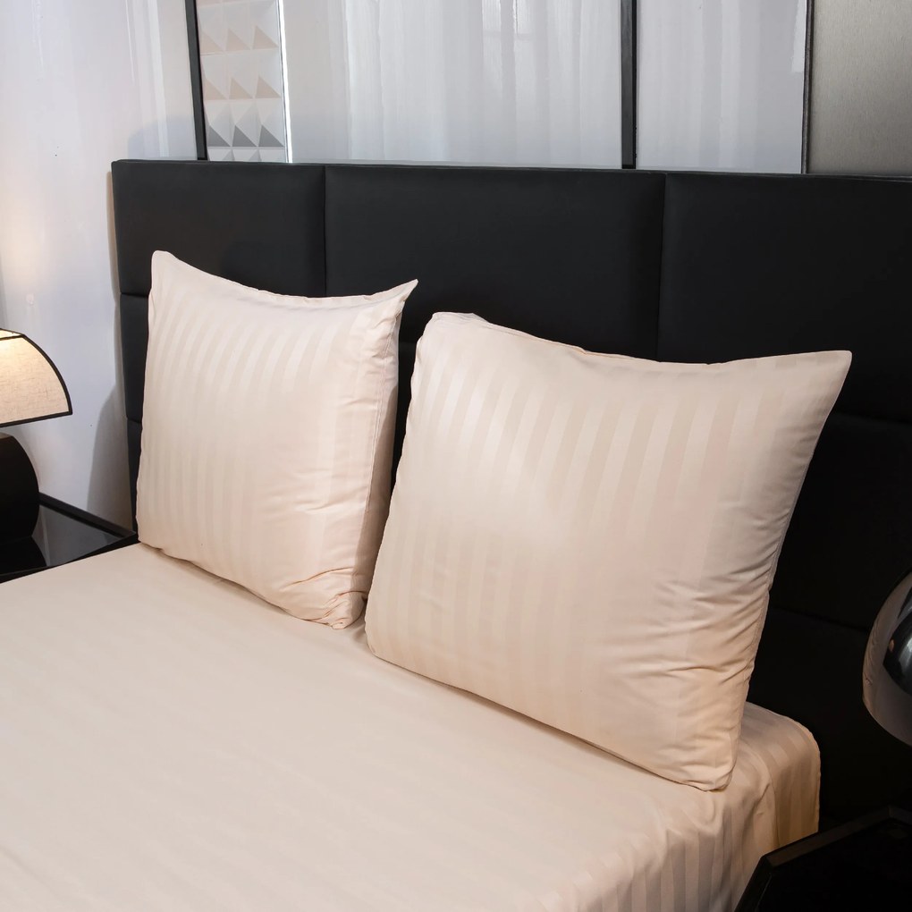 Lenjerie de pat hoteliera din microfibra JASMINE sampanie - dungi 2 cm Dimensiune lenjerie de pat: 2 buc 70 x 90 cm | 200 x 220 cm