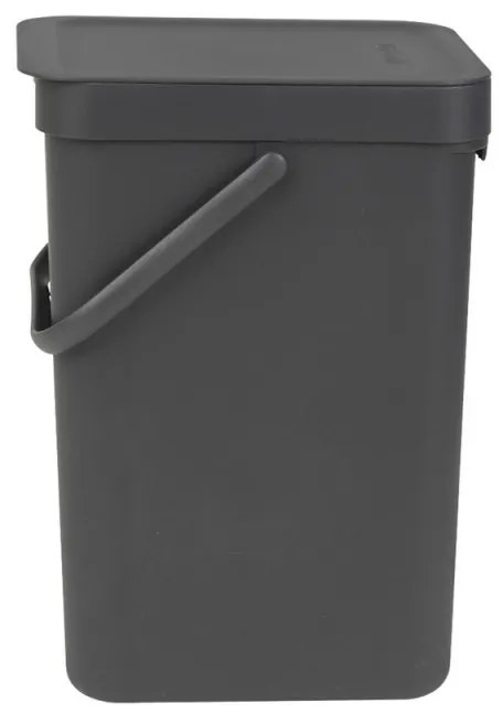 Cos de colectare selectiva Brabantia Sort&Go 647670, 12 L, Maner, Montabil pe perete, Gri inchis