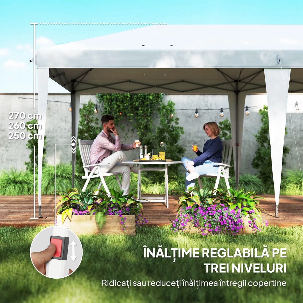 Outsunny Pavilion 6 x 3 m pop-up pliabil pentru grădină, geantă inclusă, oțel epoxidic, Oxford densitate mare, gri | Aosom Romania