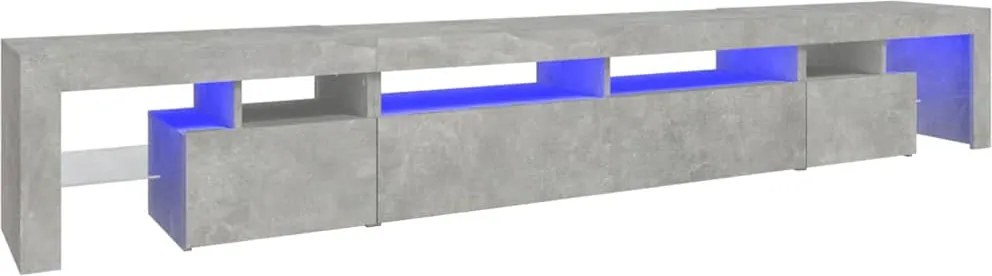 vidaXL Comodă TV cu lumini LED, gri beton, 260x36,5x40cm