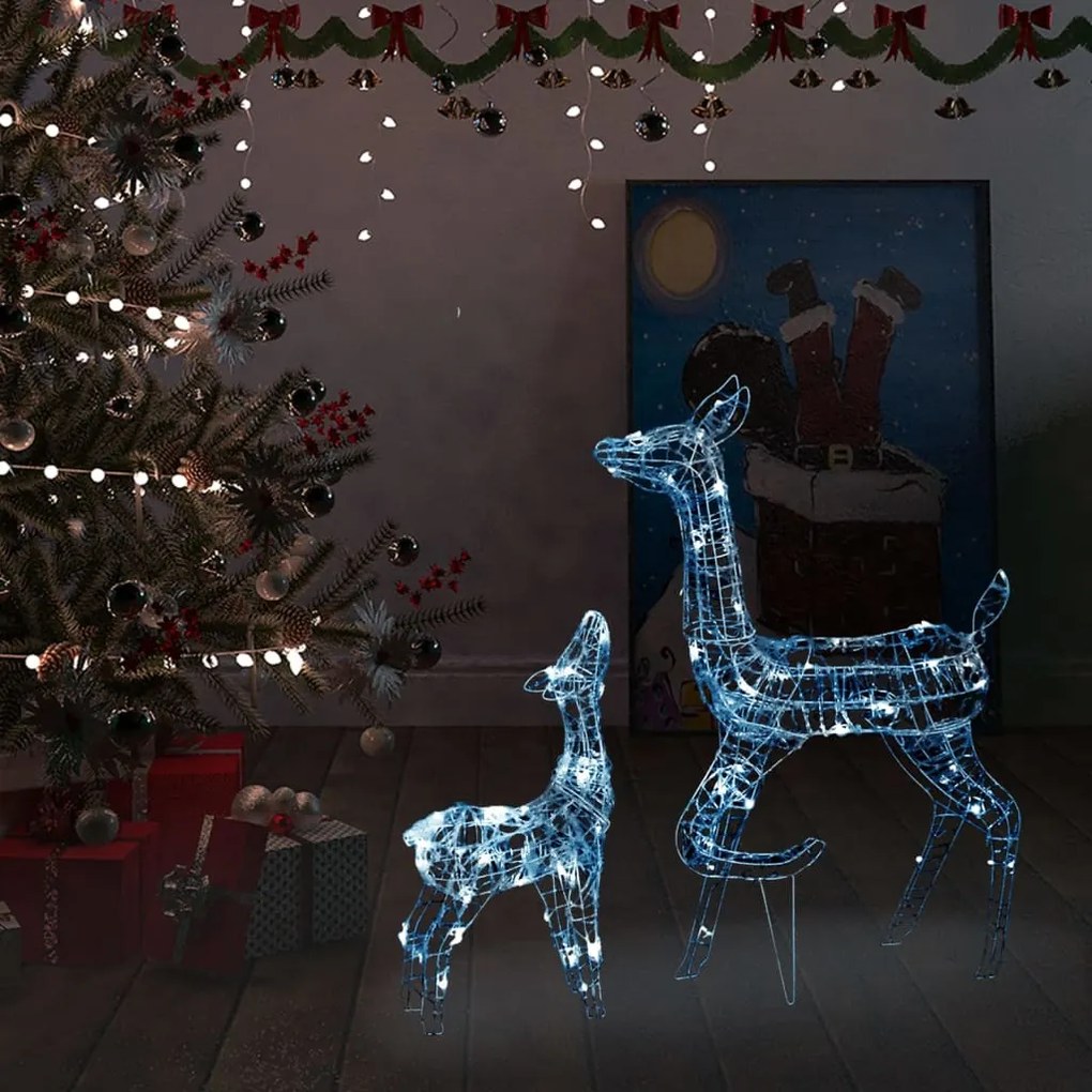 Decoratiune de Craciun familie de reni 160 LED alb rece acril