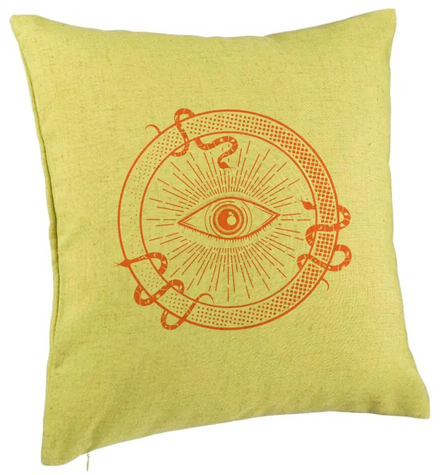 Perna Decorativa, Model Mystic Eye, 40x40 cm, Verde, Husa Detasabila, Burduf