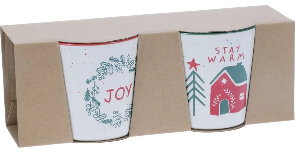 Set de 2 căni din ceramică Stay Warm/Joy 350 ml