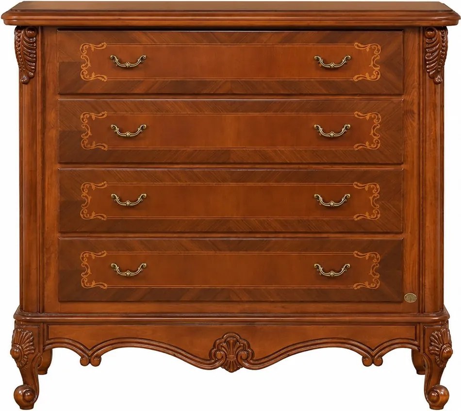 Comodă lemn masiv Edward cu 4 sertare, 117 × 50 × 99 cm - Fara