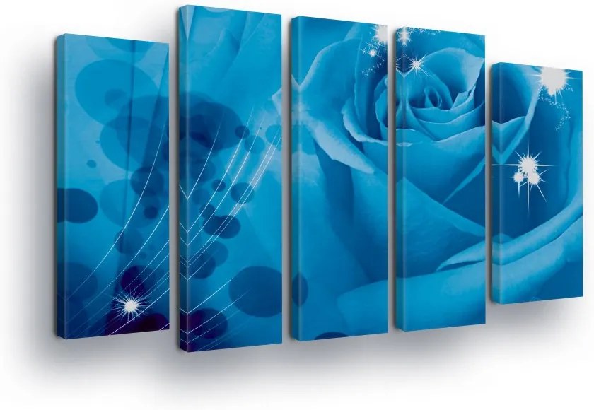 GLIX Tablou - Blue Flower Roses 2 x 30x80 / 3 x 30x100 cm