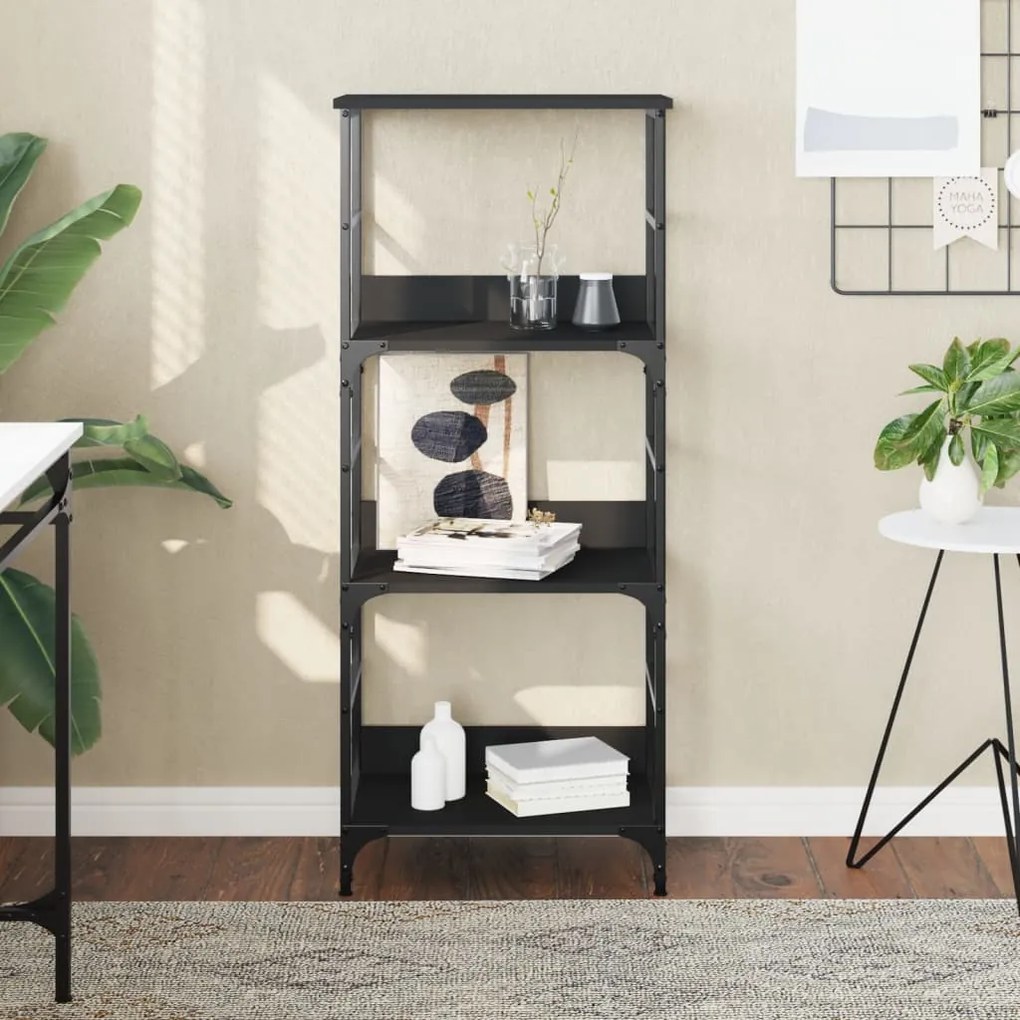 vidaXL Bibliotecă, negru, 50x33x117,5 cm, lemn prelucrat