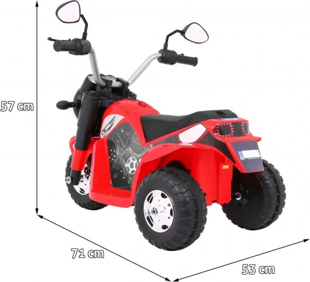 Motocicleta Electrica cu Acumulator Pentru Copii NOVOKIDS™ Mini Chopper, 2-5 ani, max 20 kg, Cu Sunete si Lumini, Trotineta Electrica, 3 Roti, MERS