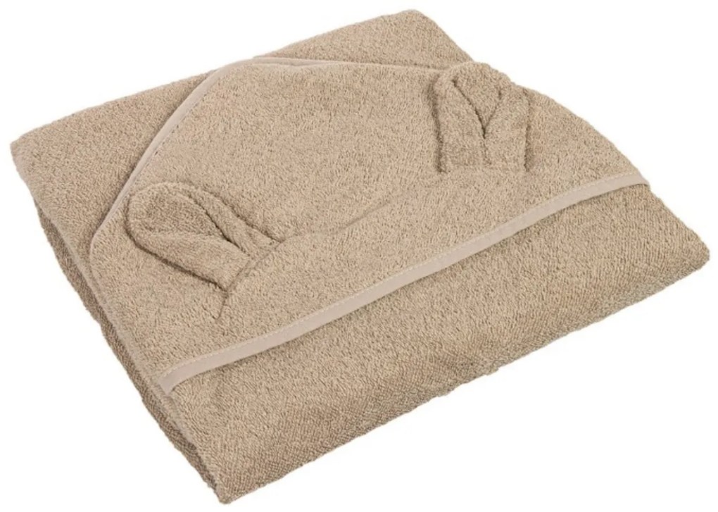 Canpol Babies Moale prosop cu glugă, 100x100cm - cu urechi, bej/maro
