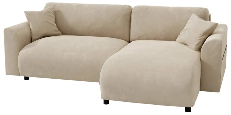 Colțar bej cu tapițerie din catifea (cu colț variabil) Lorine – Ropez