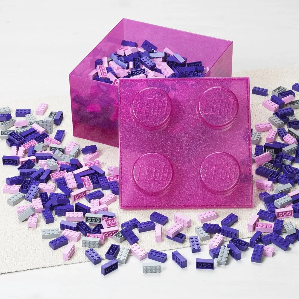 Cutie de depozitare pentru copii roz din plastic 25x25x18 cm – LEGO®