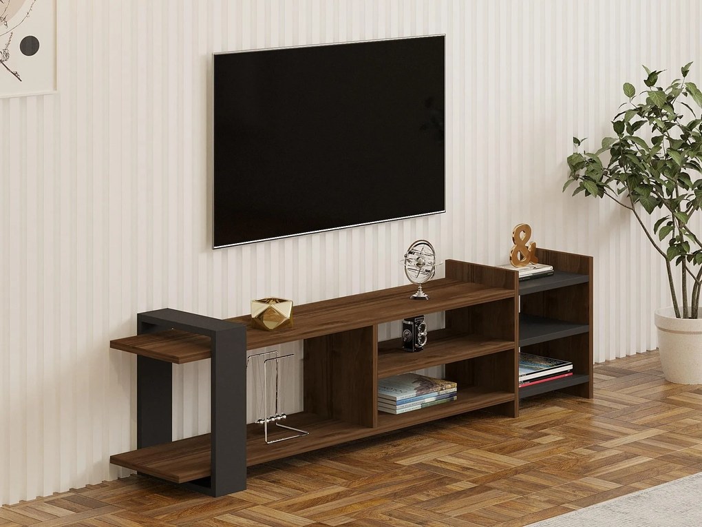 Masă TV/Dulap Zephir (Nuc + antracit). 1088868