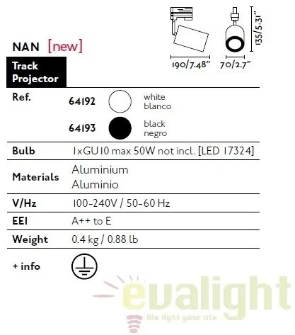 Spot negru directionabil pe sina, NAN 64193